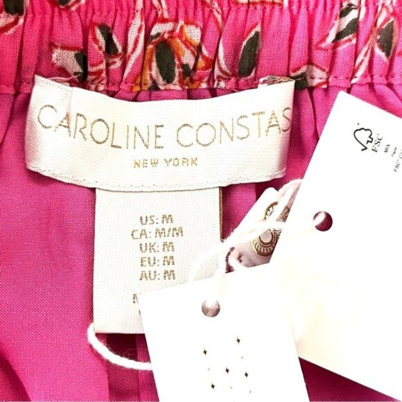 NWT Caroline Constas Floral Tiered Skirt & Crop Top Set in Pink Women Size M - Picture 12 of 15